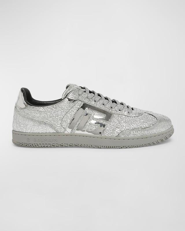 Men's Swan Silver Leather Low-Top Sneakers Product Image