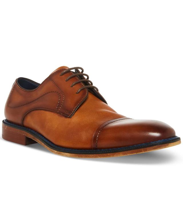 Steve Madden Mens Zane Tonal & Textured Leather Mid Oxford Dress Shoe Product Image