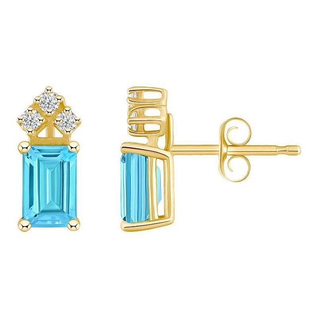 Celebration Gems 14k Gold Emerald Cut Tanzanite & 1/8 Carat T.W. Diamond Stud Earrings, Womens, 14k Whgold Product Image