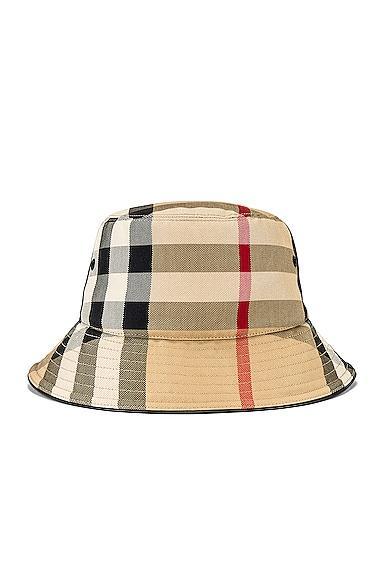 Burberry Check Bucket Hat in Beige Product Image