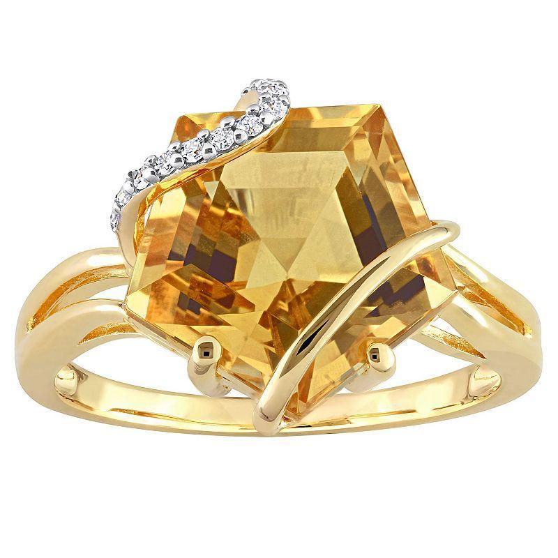 Stella Grace 18k Gold Over Silver Citrine & Diamond Accent Wrapped Ring, Womens Gold Tone Product Image