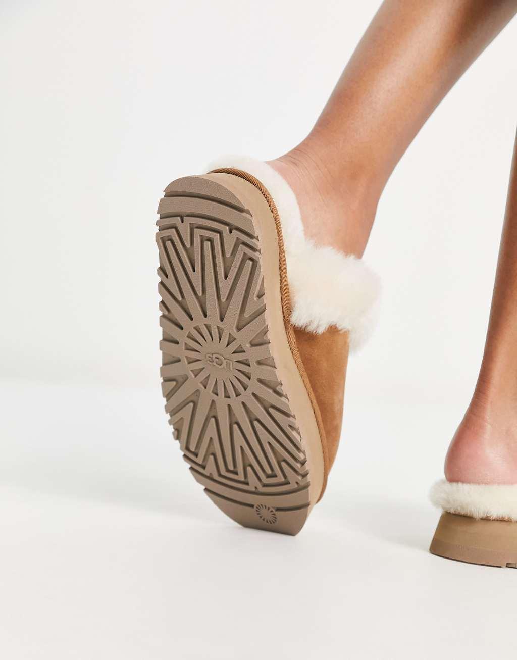 UGG Disquette Suede Fur Platform Slippers Product Image