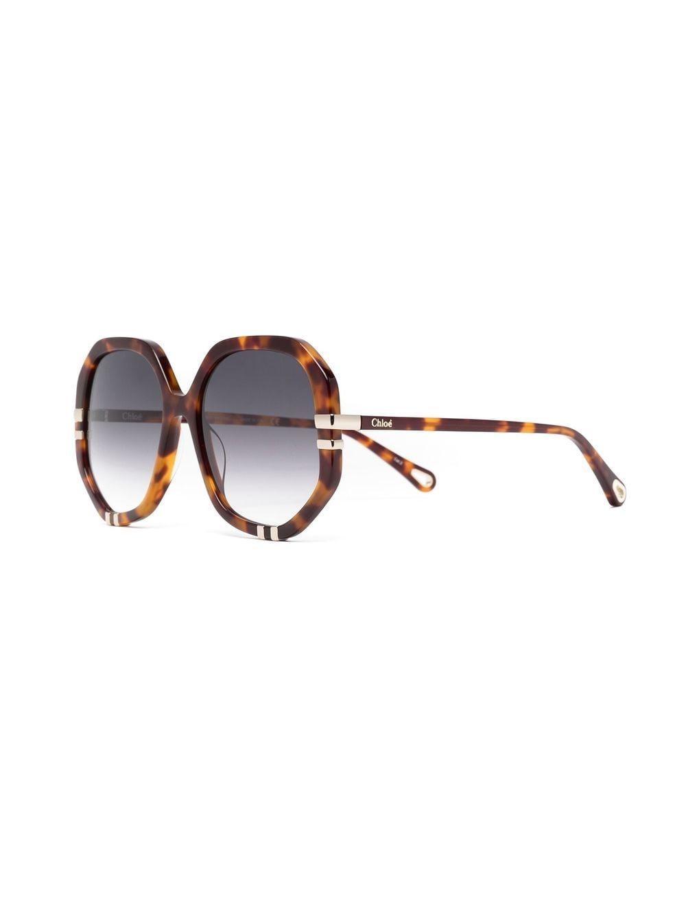 Tortoise-shell Geometric Sunglasses In Brown Product Image