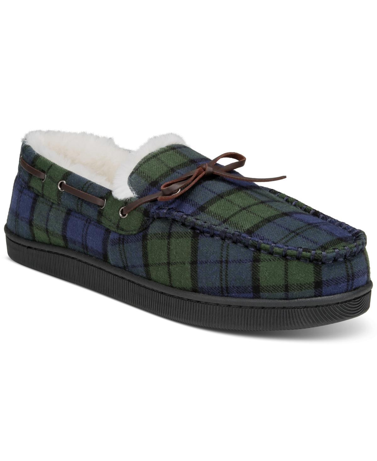 Club Room Mens Plaid Moccasin Slippers, Created for Macys - Blue Product Image