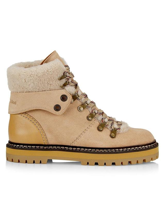 Womens Eileen Shearling-Trimmed Lace-Up Boots Product Image