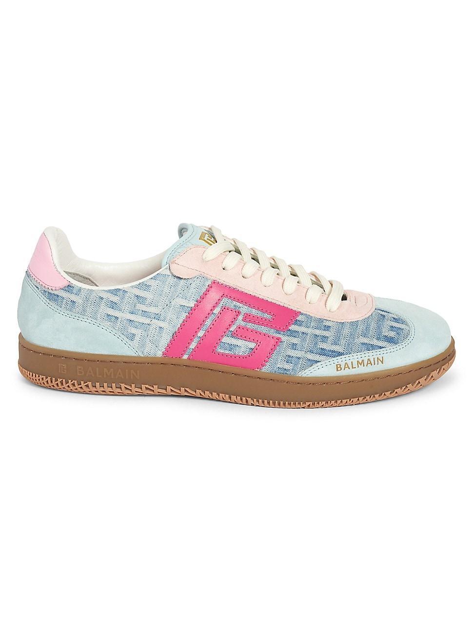 Womens Swan PB Labyrinth Monogram Denim & Leather Sneakers Product Image