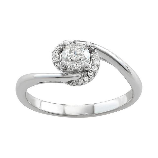 14k White Gold 1/2 Carat T.W. Diamond Engagement Ring, Womens Product Image