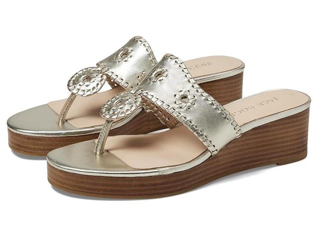 Jack Rogers Jacks Mid Wedge Stacked (Platinum/Platinum) Women's Shoes Product Image