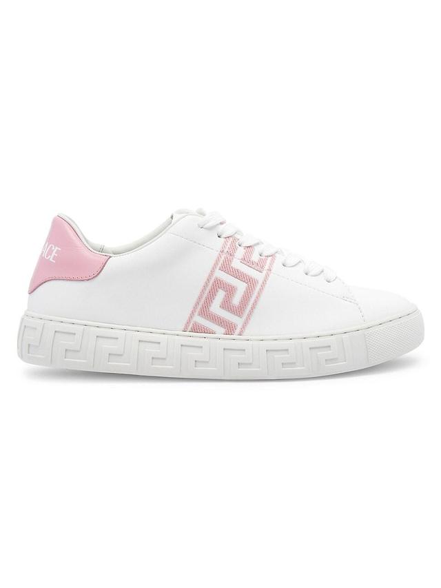 Womens Embroidered Leather Low-Top Sneakers Product Image