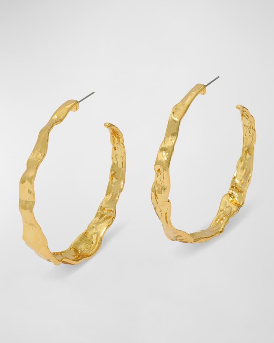 Brut Textured Gold Hoop Earrings Product Image