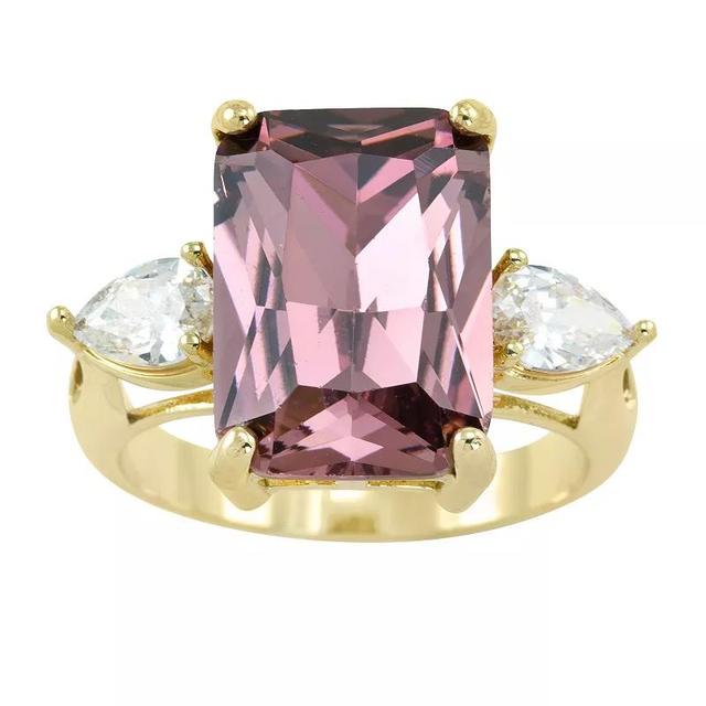 City Luxe Gold Tone Light Purple Crystal & Cubic Zirconia 3-Stone Ring, Womens Gold Tone Purple Product Image