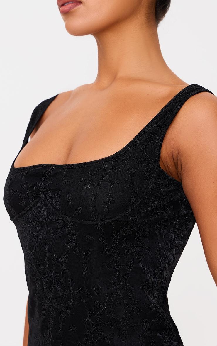 Black Textured Glitter Underwire Strappy Shift Dress Product Image