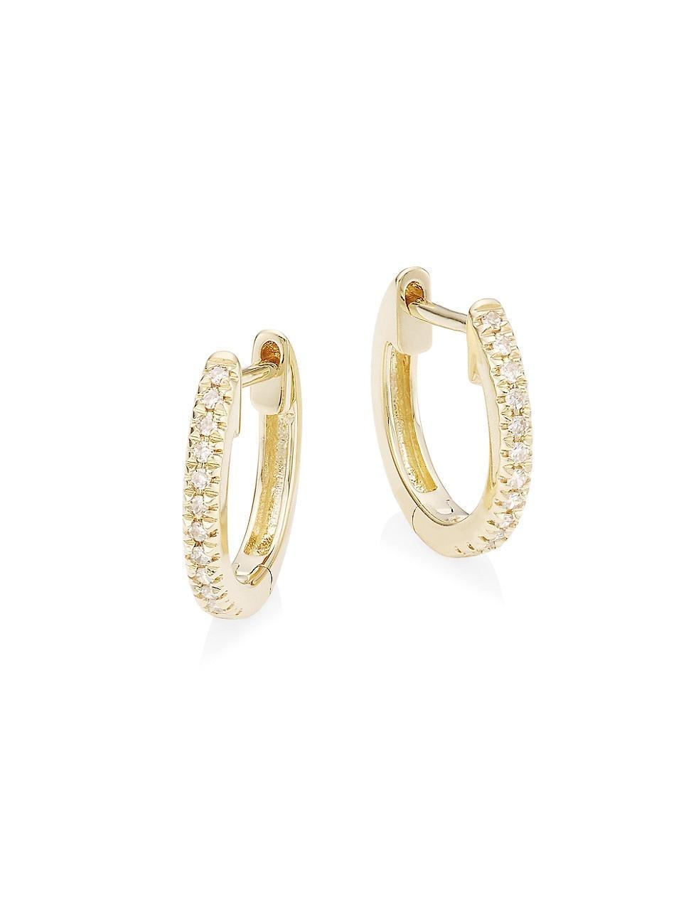 Womens 14K Yellow Gold & 0.07 TCW Diamond Huggie Hoop Earrings Product Image