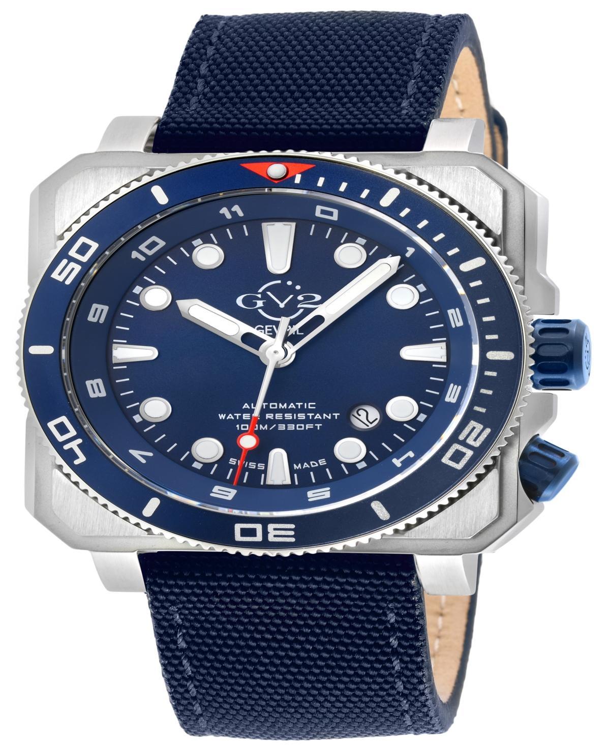 Gevril Mens Xo Submarine Swiss Automatic Blue Canvas Strap Watch 44mm Product Image