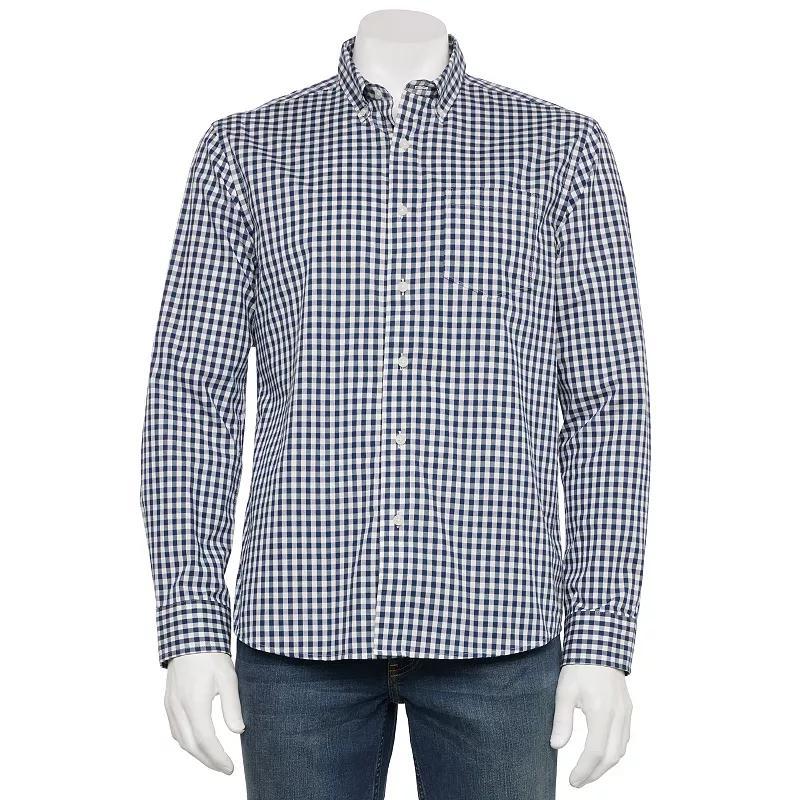 Mens Sonoma Goods For Life Adaptive Long Sleeve Perfect Length Shirt Blue Gingham Product Image