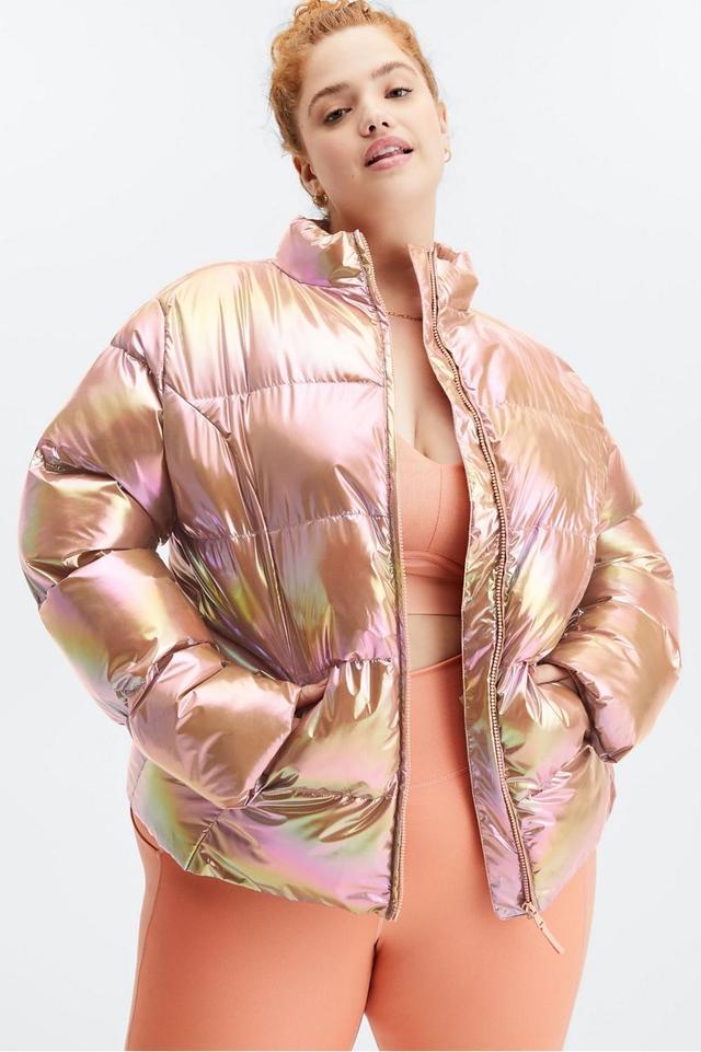 Fabletics Palmer Shine Puffer Womens orange/pink plus Size 4X Product Image