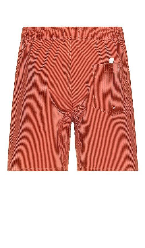 SATURDAYS NYC Timothy Seersucker Swim Short in Red. Product Image