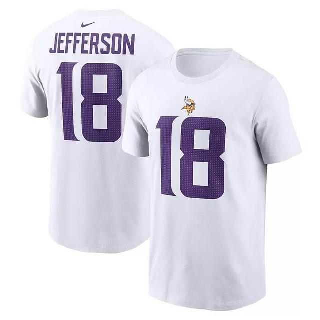 Mens Nike Justin Jefferson White Minnesota Vikings Player Name and Number T-shirt Product Image