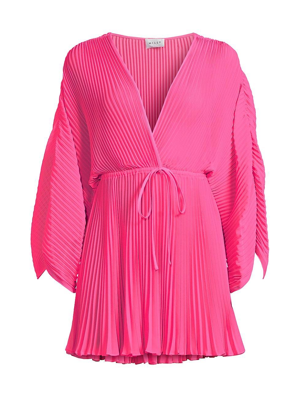 Womens Pleated Chiffon Cover-Up Minidress Product Image