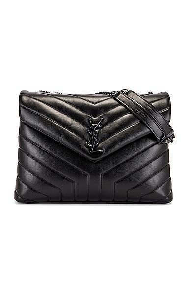 Saint Laurent Medium Supple Monogramme Loulou Chain Bag in Black Product Image