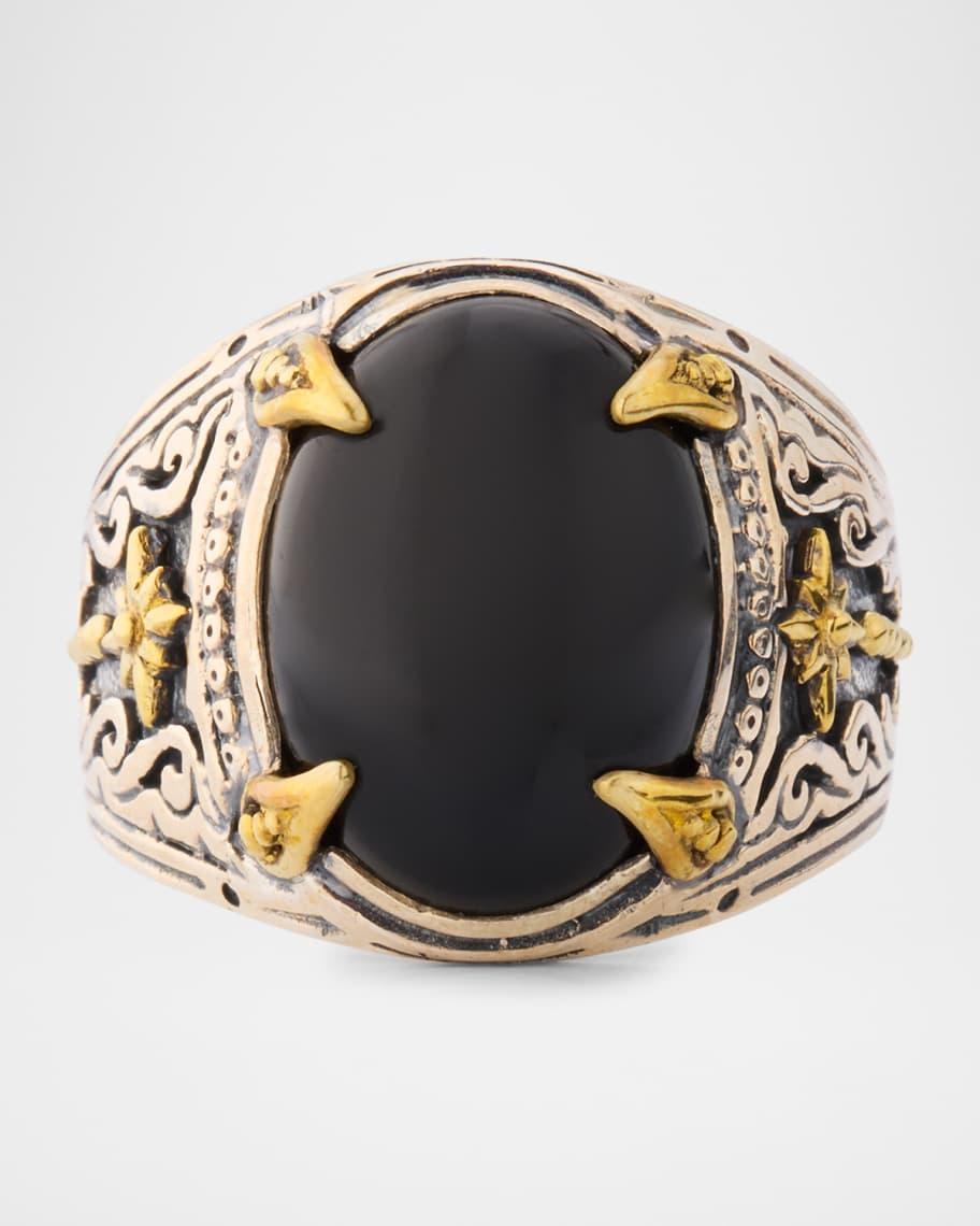 Mens Sterling Silver and Bronze Black Onyx Ring Product Image