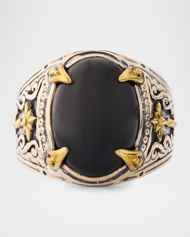 Men's Sterling Silver and Bronze Black Onyx Ring Product Image