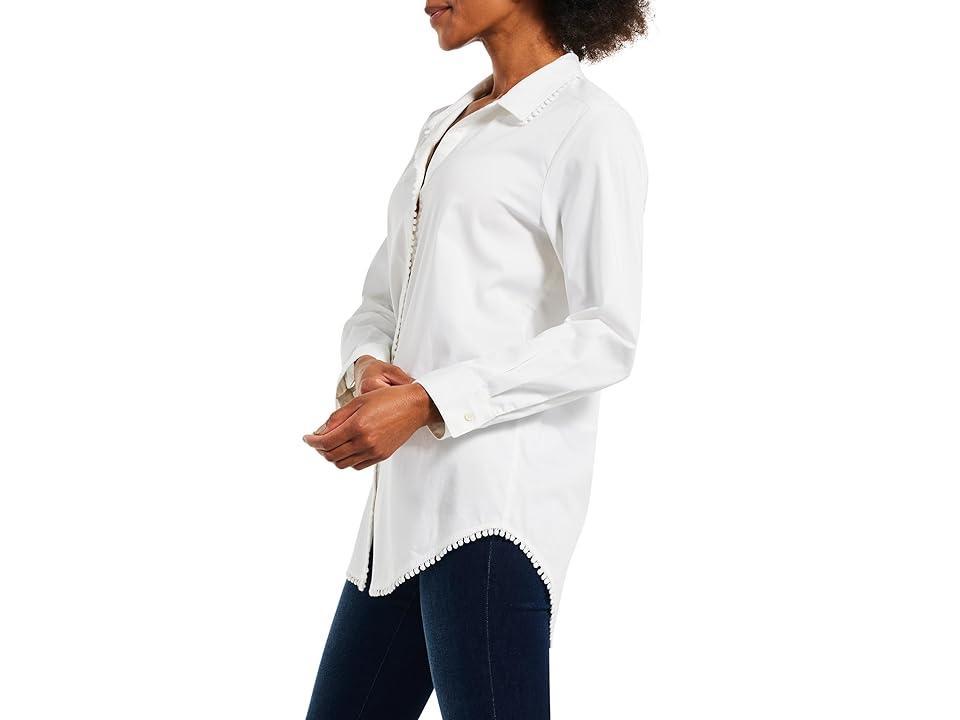 NIC+ZOE Roundabout Picot Trim Stretch Cotton Button-Up Shirt Product Image