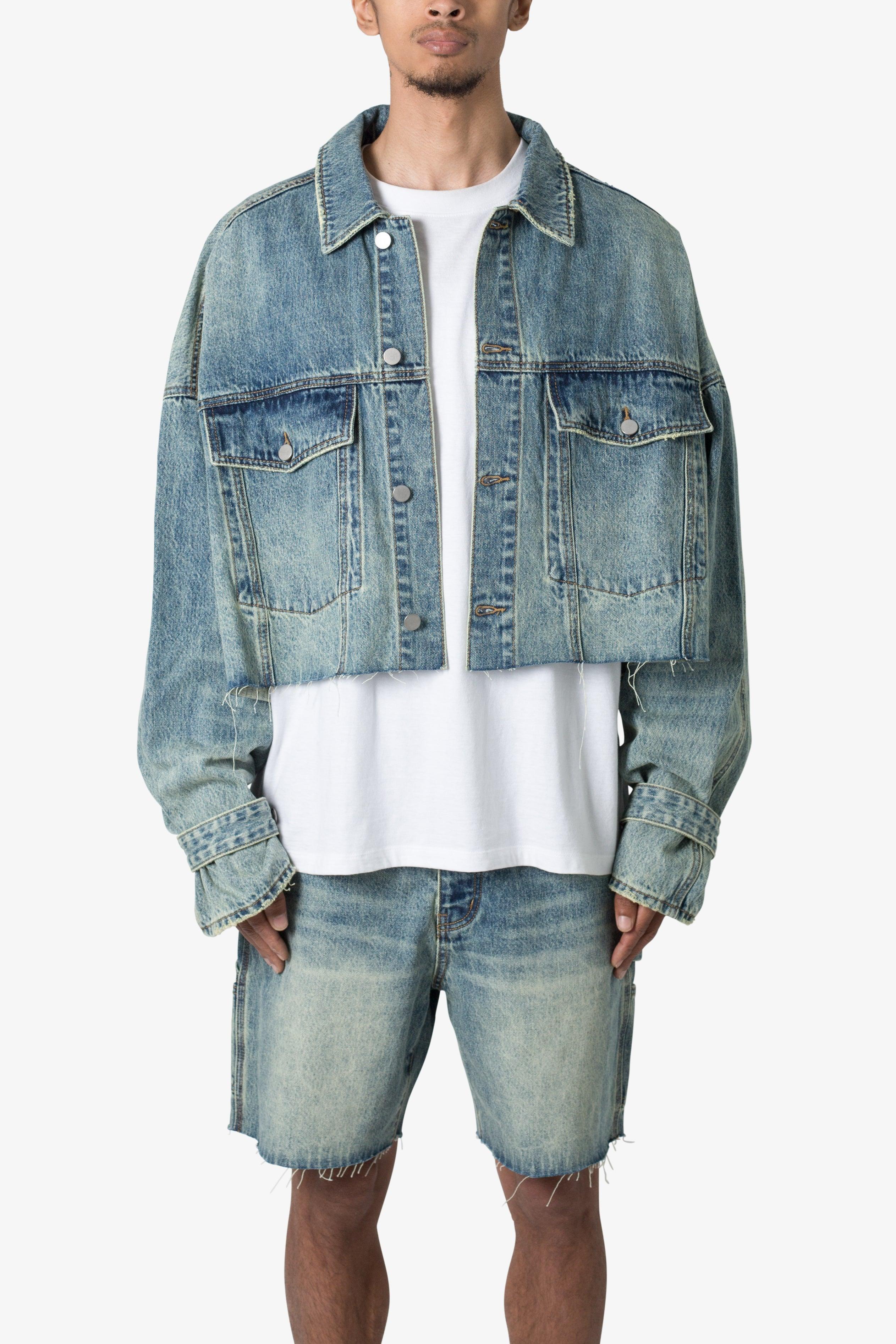 Frayed Denim Jacket - Blue Product Image