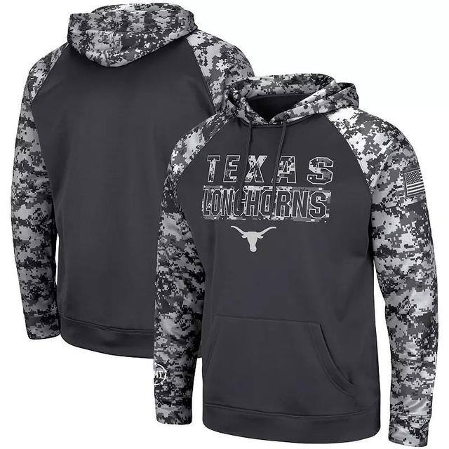 Mens Colosseum Charcoal Texas Longhorns OHT Military Appreciation Digital Camo Pullover Hoodie Product Image