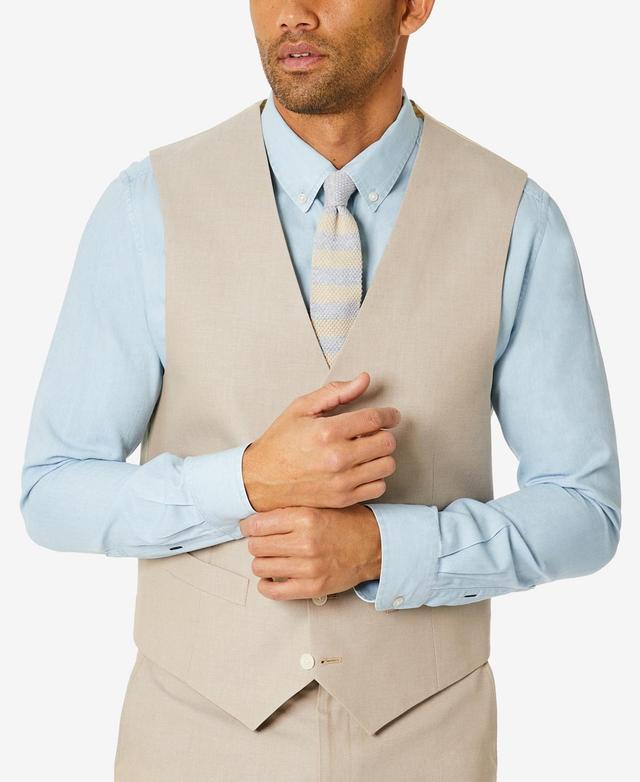 Tommy Hilfiger Mens Modern-Fit Th Flex Stretch Chambray Suit Separate Vest - Tan Product Image