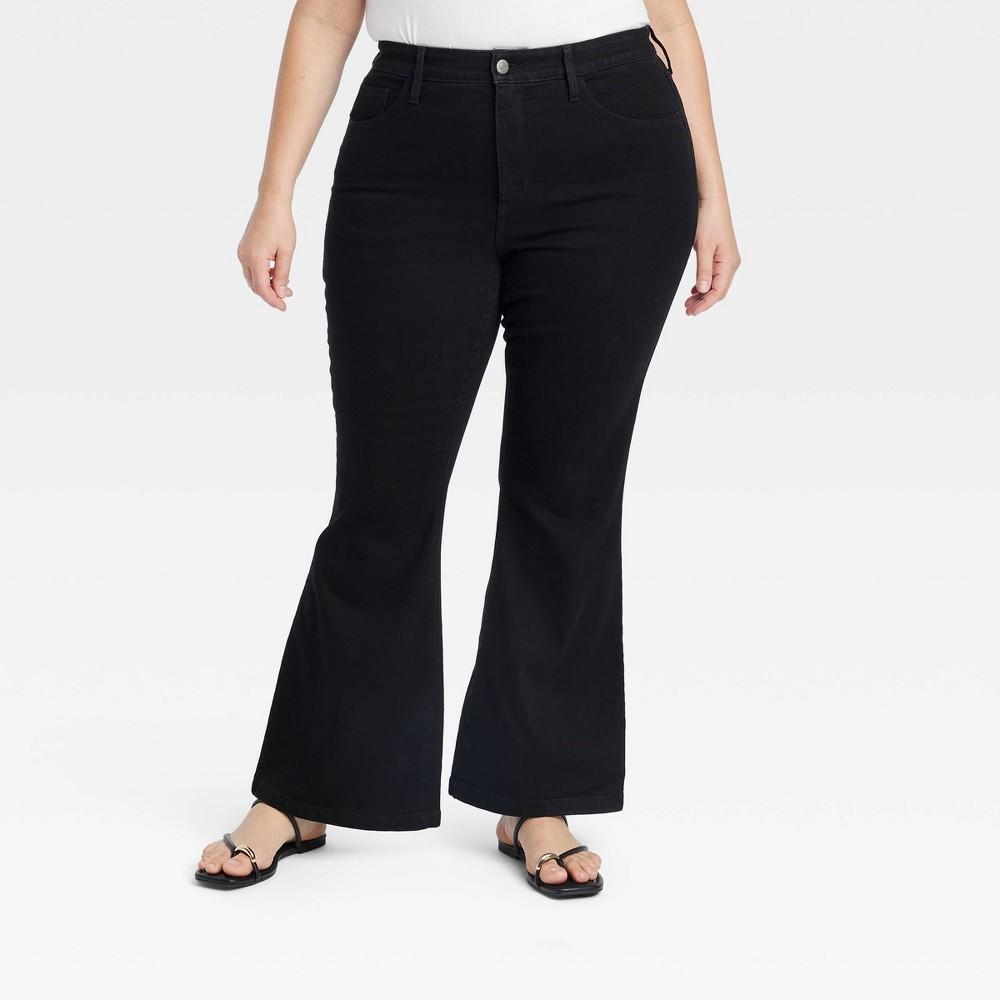 Womens High-Rise Relaxed Flare Jeans - Ava & Viv Black 28 Product Image