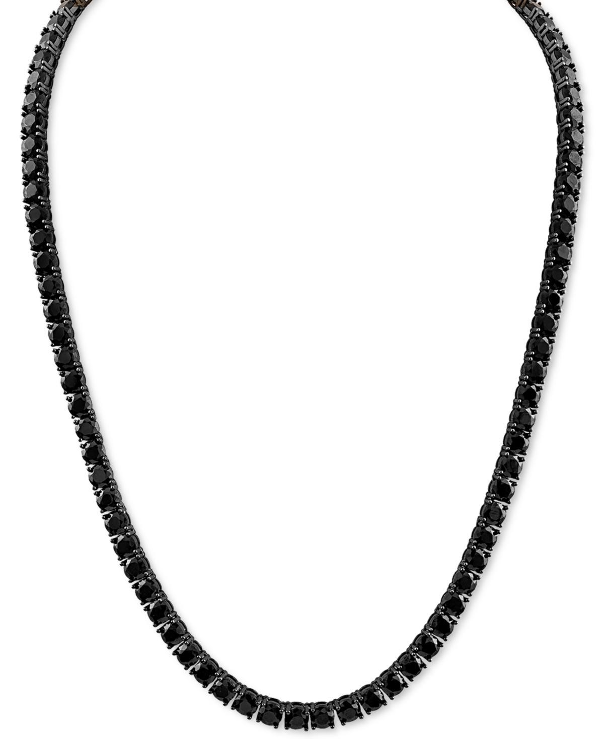 Esquire Mens Jewelry Black Spinel 24 Tennis Necklace Ruthenium-Plated Sterling Silver, Created for Macys - Black Product Image