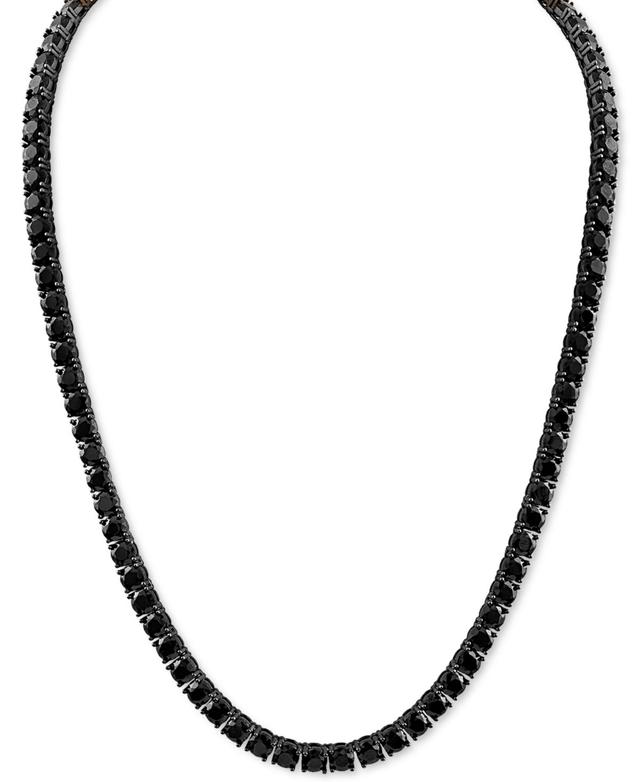 Esquire Mens Jewelry Black Spinel 24 Tennis Necklace Ruthenium-Plated Sterling Silver, Created for Macys - Black Product Image