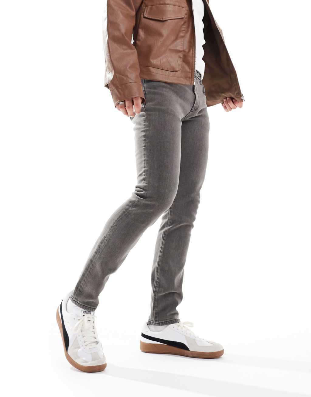 River Island skinny mercury jeans in dark gray product image