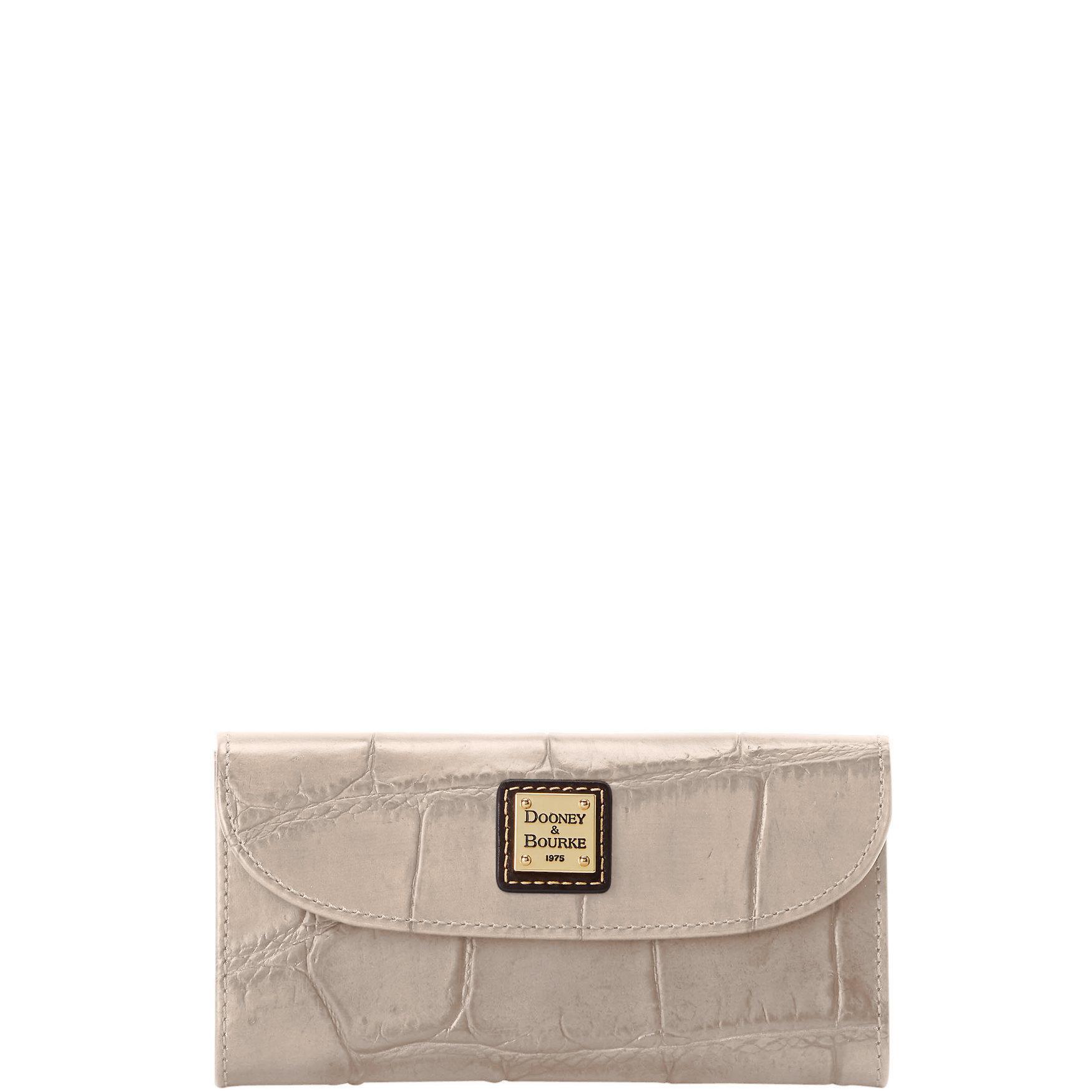 Dooney & Bourke Womens Denison Continental Leather Clutch in Taupe Product Image