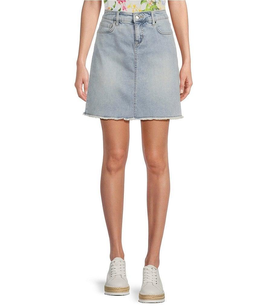 Tommy Bahama Boracay Indigo Stretch Woven Raw Edge Hem A-Line Denim Skirt Product Image