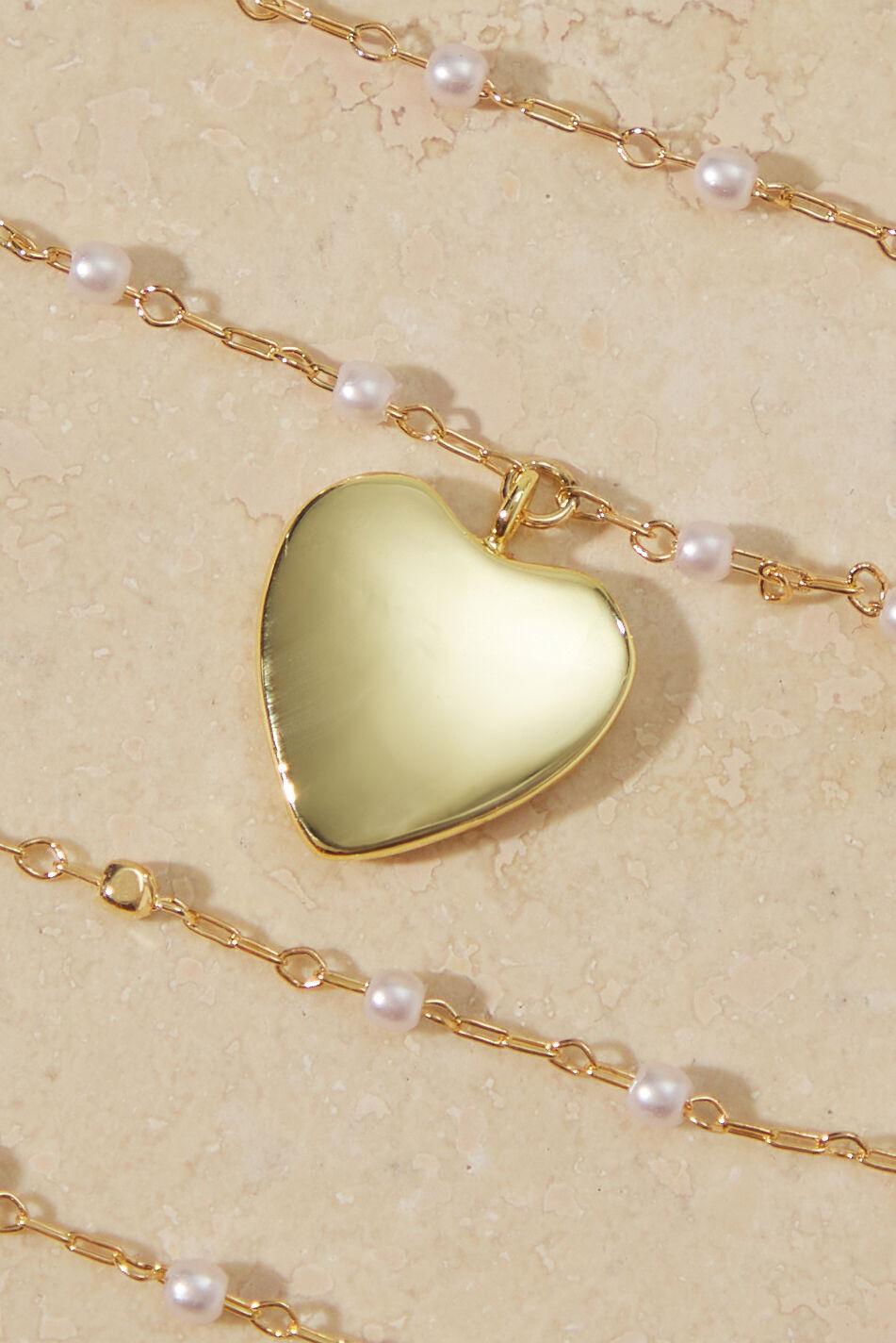 Dainty Pearl Heart Necklace Product Image