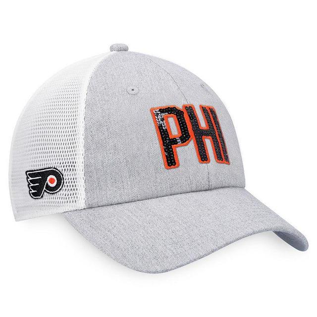 Womens Fanatics Branded Heather Gray/White Philadelphia Flyers Iconic Glimmer Trucker Snapback Hat Product Image