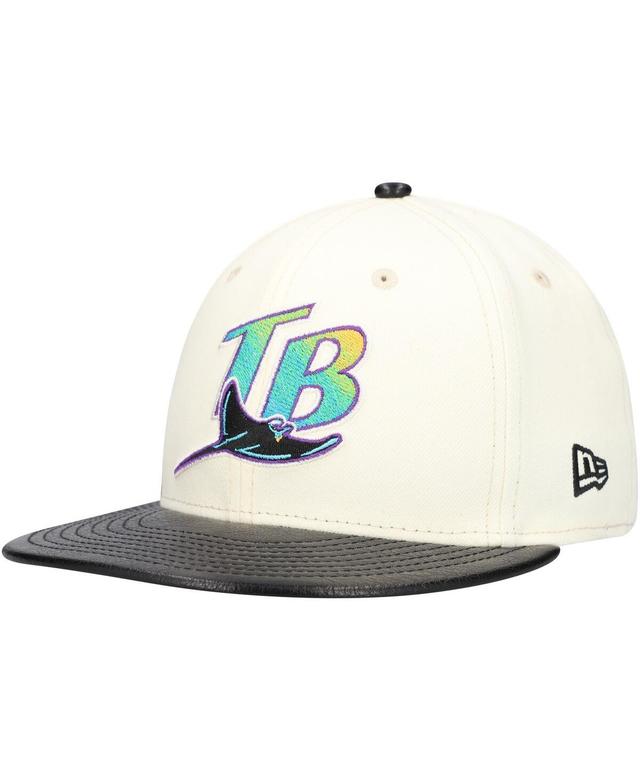 Mens New Era Cream Tampa Bay Rays Game Night Leather Visor 59FIFTY Fitted Hat Product Image