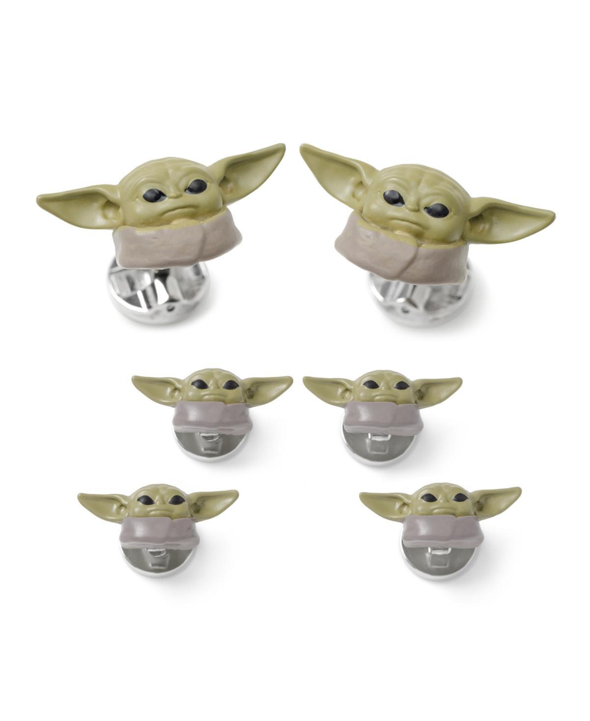 Star Wars Mens 3D Grogu Cufflinks and Studs, 6 Piece Set - Green Product Image