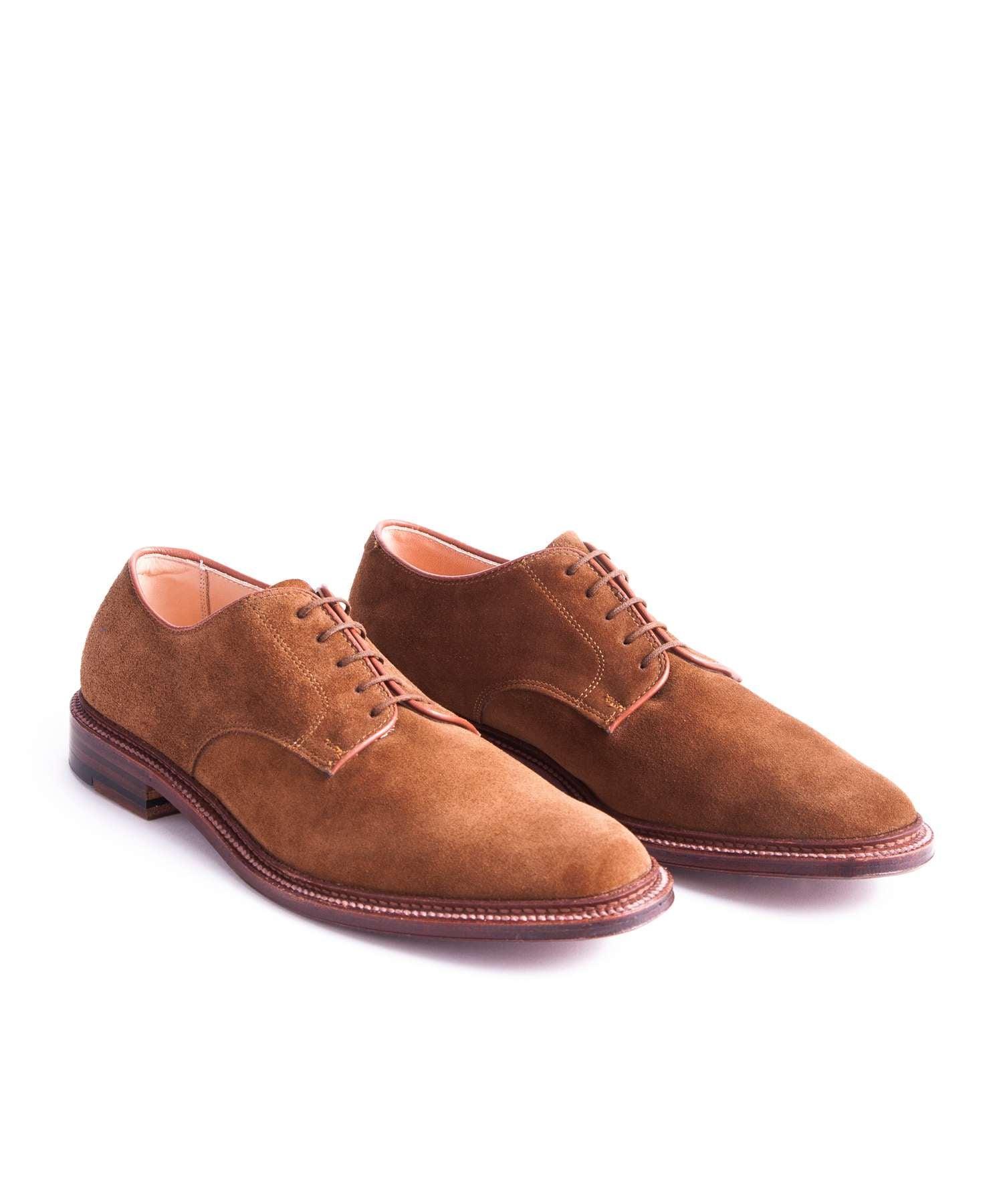 Alden Unlined Suede Plain Toe Blucher In Snuff Product Image