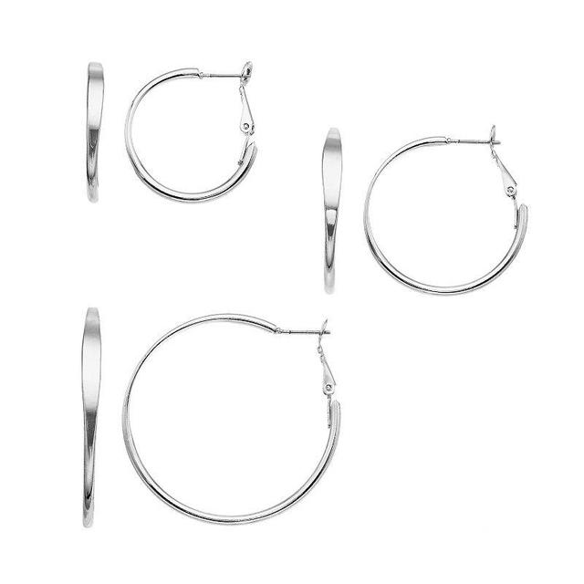 Sonoma Goods For Life Hoop Earring Set, Womens, Silver Tone Product Image