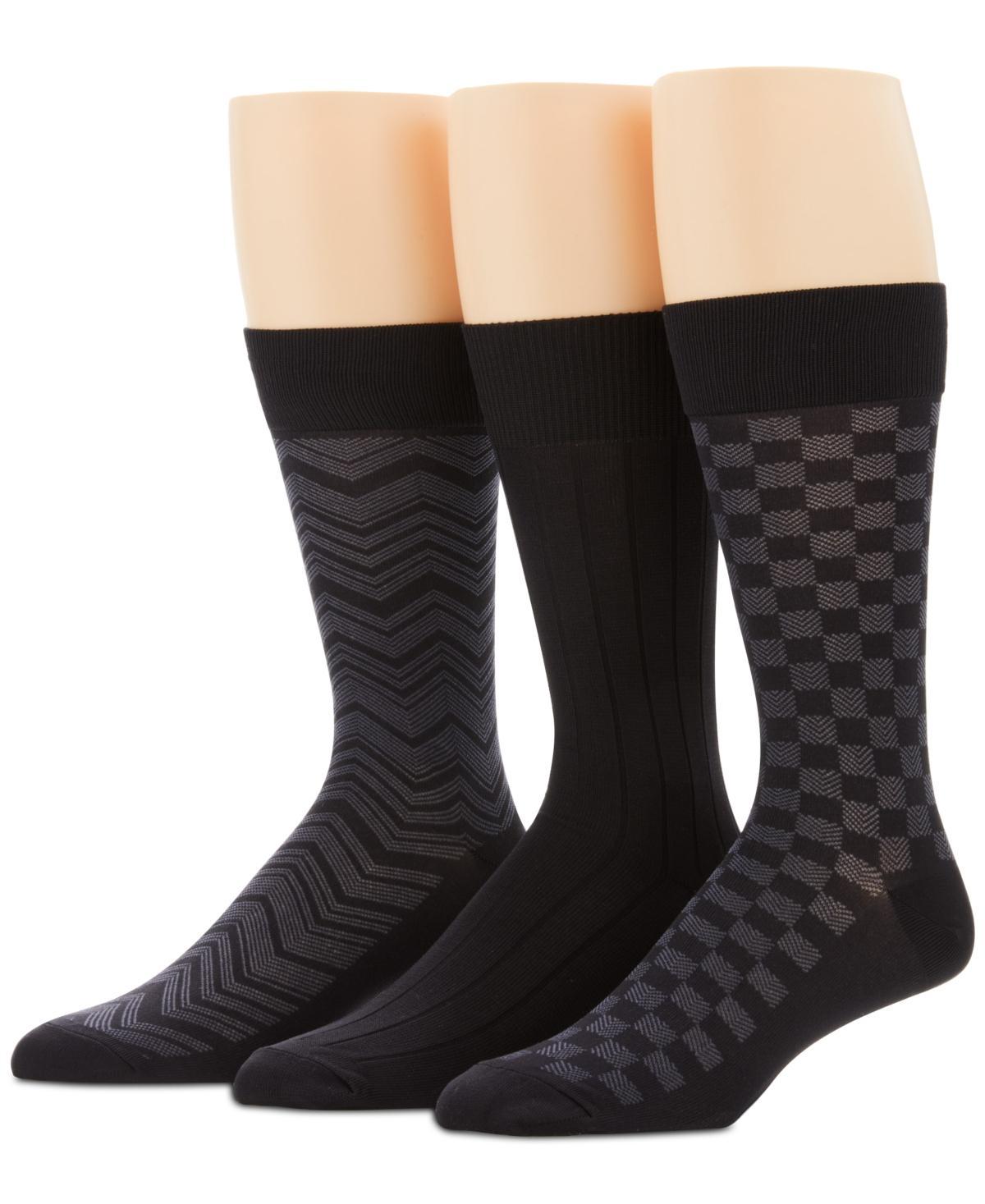 Perry Ellis Mens 3-Pk. Microfiber Patterned Socks Product Image