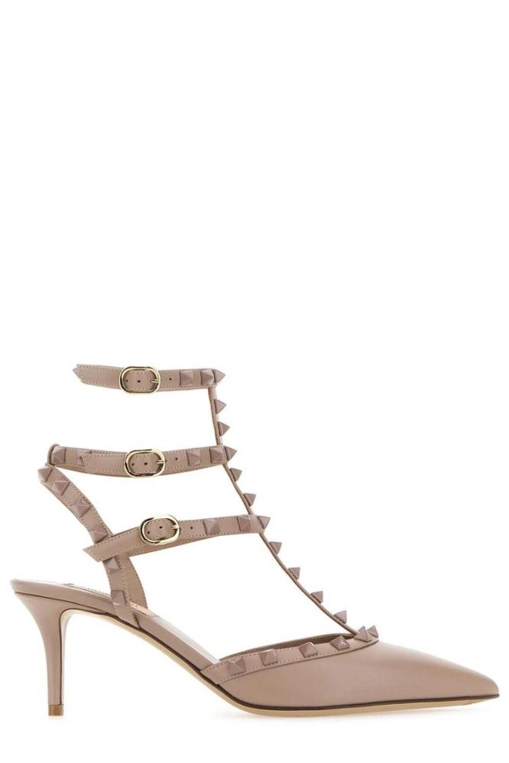 Valentino Rockstud Pointed Toe Pumps In Beige product image