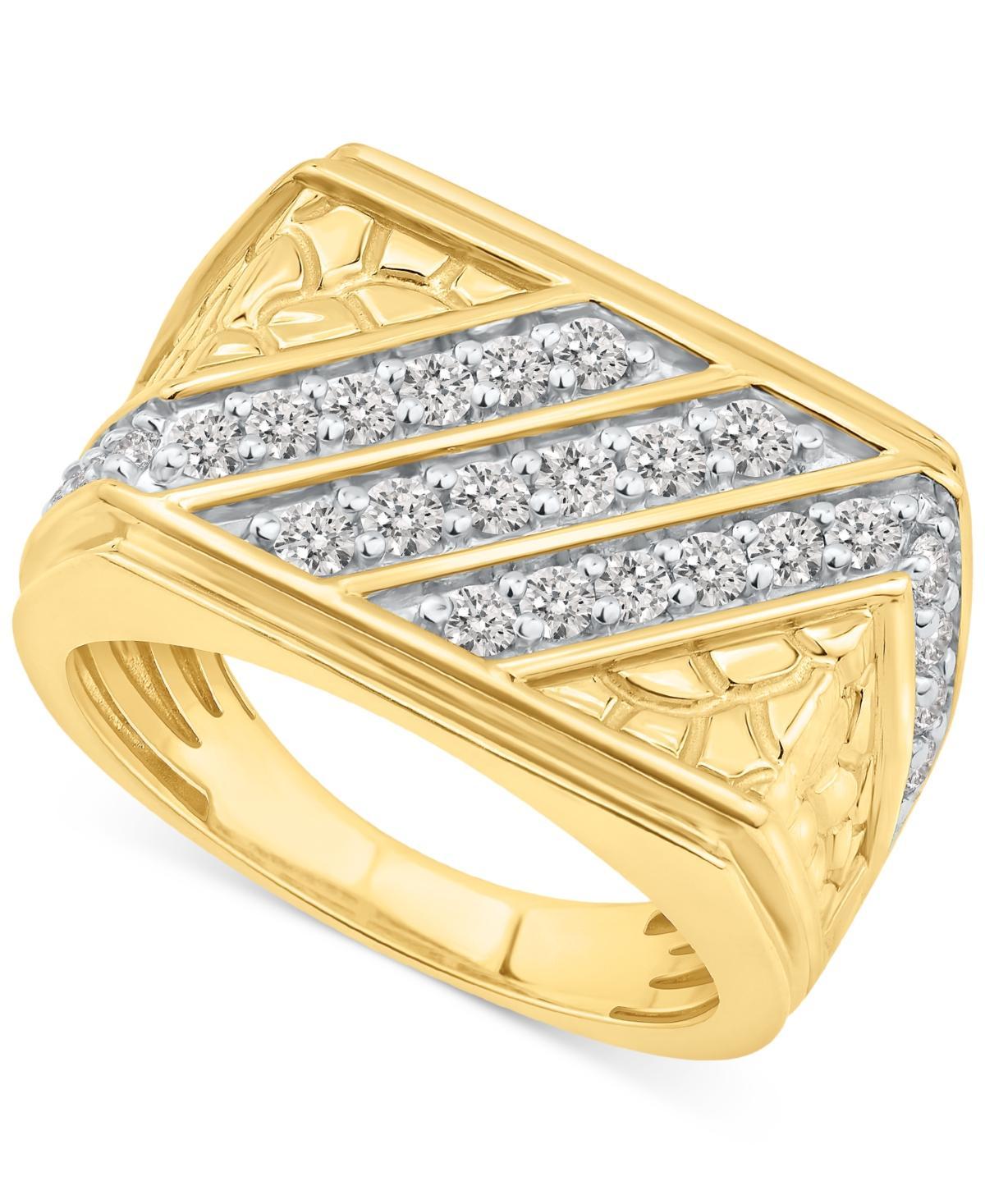 Mens Diamond Diagonal Row Nugget Ring (1 ct. t.w.) in 10k Gold Product Image