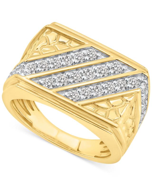 Mens Diamond Diagonal Row Nugget Ring (1 ct. t.w.) in 10k Gold Product Image