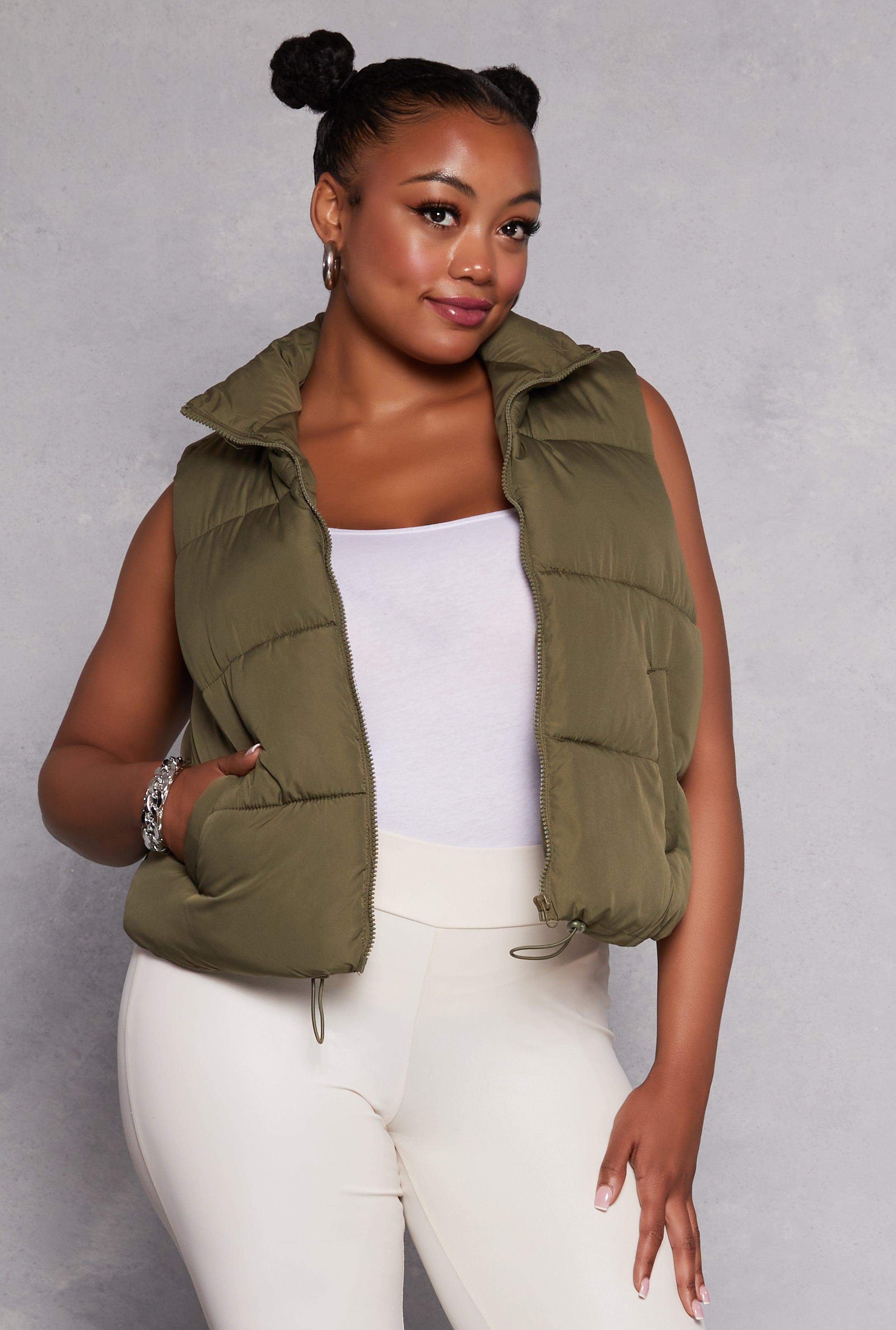 Womens Plus Size Almost Famous Nylon Puffer Vest Product Image