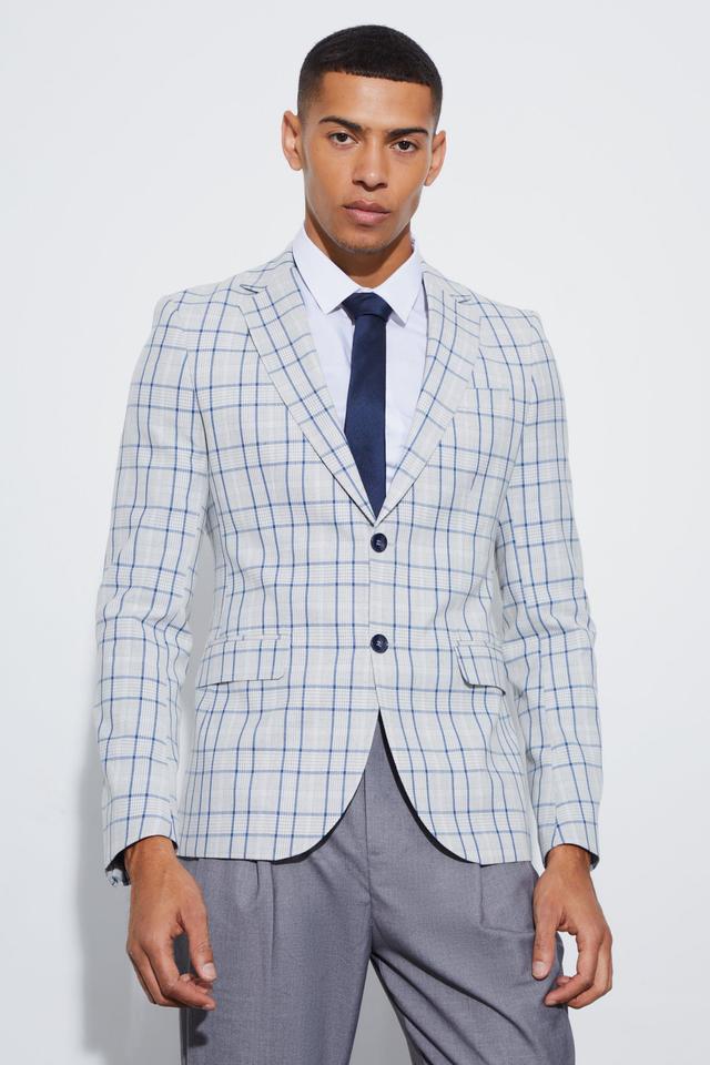 Super Skinny Check Single Breasted Blazer | boohooMAN USA Product Image