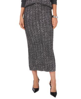 Women's Cable-Knit Shine Pull-On Midi Sweater Skirt Product Image