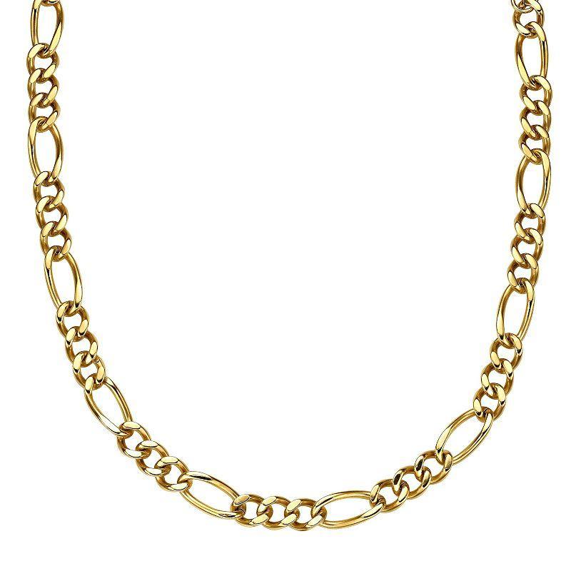 Mens LYNX Stainless Steel Figaro Chain Necklace Gold Tone Product Image